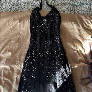 White Fox Boutique Black Sparkle Backless Dress